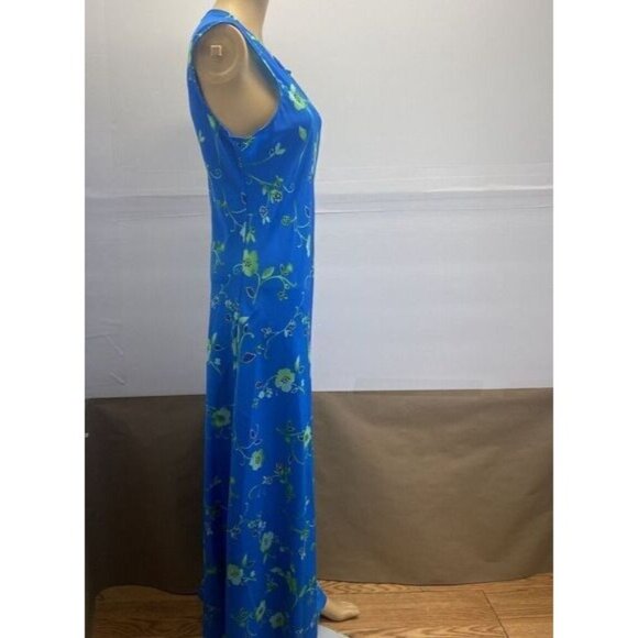 My Michelle Vintage Women Maxi Dress Size 11/12  Floral 90's Sleeveless Blue - Picture 7 of 9